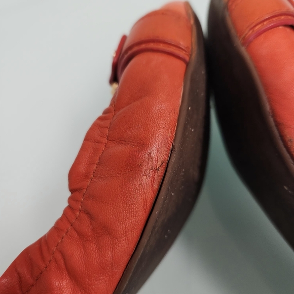 Tory Burch Women's Orange Flats with Gold Accent - Picture 8 of 12